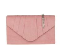 Kitise Elegant Faux Suede Pleated V Shape Evening Clutch Bag In Bright Pink Bright Pink