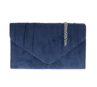Kitise Elegant Faux Suede Pleated V Shape Evening Clutch Bag In Navy Navy