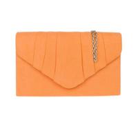 Kitise Elegant Faux Suede Pleated V Shape Evening Clutch Bag In Orange Orange