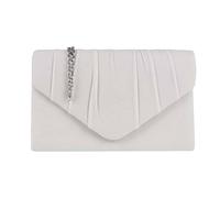Kitise Elegant Faux Suede Pleated V Shape Evening Clutch Bag In White White