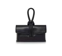Kitise Elegant Italian Leather Tie Closure Clutch Crossbody Bag With Long Strap In Black Black