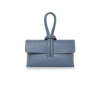 Kitise Elegant Italian Leather Tie Closure Clutch Crossbody Bag With Long Strap In Blue Blue