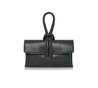 Kitise Elegant Italian Leather Tie Closure Clutch Crossbody Bag With Long Strap In Dark Green Dark Green One Size