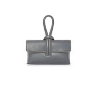 Kitise Elegant Italian Leather Tie Closure Clutch Crossbody Bag With Long Strap In Dark Grey Dark Grey One Size