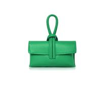 Kitise Elegant Italian Leather Tie Closure Clutch Crossbody Bag With Long Strap In Emerald Emerald