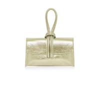 Kitise Elegant Italian Leather Tie Closure Clutch Crossbody Bag With Long Strap In Gold Gold