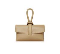 Kitise Elegant Italian Leather Tie Closure Clutch Crossbody Bag With Long Strap In Khaki Khaki