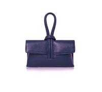 Kitise Elegant Italian Leather Tie Closure Clutch Crossbody Bag With Long Strap In Navy Navy