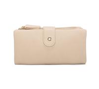 Kitise Elegant Long Wallet Clutch Card Slots Zipper Pocket Snap Closure In Beige Beige