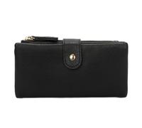 Kitise Elegant Long Wallet Clutch Card Slots Zipper Pocket Snap Closure In Black Black