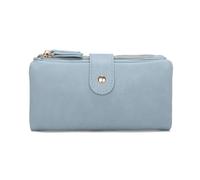 Kitise Elegant Long Wallet Clutch Card Slots Zipper Pocket Snap Closure In Light Blue Light Blue