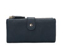 Kitise Elegant Long Wallet Clutch Card Slots Zipper Pocket Snap Closure In Navy Navy