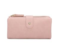 Kitise Elegant Long Wallet Clutch Card Slots Zipper Pocket Snap Closure In Pink Pink