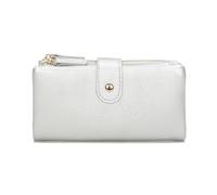 Kitise Elegant Long Wallet Clutch Card Slots Zipper Pocket Snap Closure In Silver Silver