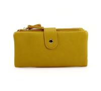 Kitise Elegant Long Wallet Clutch Card Slots Zipper Pocket Snap Closure In Yellow Yellow