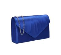 Kitise Envelope V Shape Satin Pleated Clutch Bag In Blue Blue
