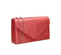 Kitise Envelope V Shape Satin Pleated Clutch Bag In Coral Coral