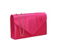 Kitise Envelope V Shape Satin Pleated Clutch Bag In Fuchsia Fuchsia