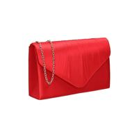 Kitise Envelope V Shape Satin Pleated Clutch Bag In Red Red