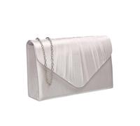 Kitise Envelope V Shape Satin Pleated Clutch Bag In White White