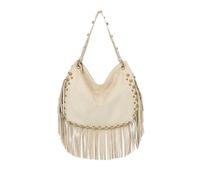 Kitise Faux Suede Fringed Studded Crossbody Shoulder Bag In Beige Beige