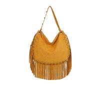 Kitise Faux Suede Fringed Studded Crossbody Shoulder Bag In Tan Tan