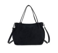 Kitise Faux Suede Shoulder Tote Bag With Top Handles In Black Black