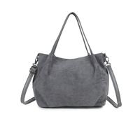 Kitise Faux Suede Shoulder Tote Bag With Top Handles In Grey Grey One Size