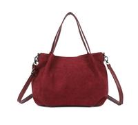 Kitise Faux Suede Shoulder Tote Bag With Top Handles In Wine Wine One Size