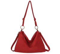 Kitise Faux Suede Slouchy Multi Functional Shoulder Crossbody Bag In Red Red