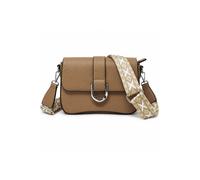 Kitise Flap Crossbody Bag With Wide Canvas Shoulder Strap In Khaki Khaki