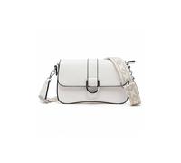 Kitise Flap Crossbody Bag With Wide Canvas Shoulder Strap In White White