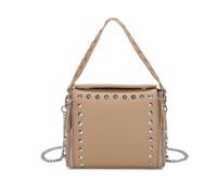 Kitise Flap Zip Closure Studded Crossbody Handbag In Beige Beige One Size