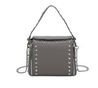 Kitise Flap Zip Closure Studded Crossbody Handbag In Dark Grey Dark Grey