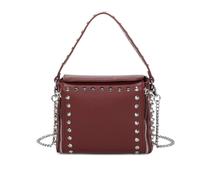 Kitise Flap Zip Closure Studded Crossbody Handbag In Wine Wine