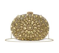Kitise Floral Diamante Oval Evening Party Clutch Bag In Gold Gold