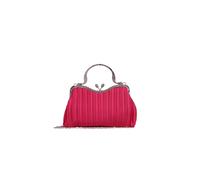 Kitise Floral Handle Pleated Satin Evening Clutch Bag In Fuchsia Fuchsia One Size