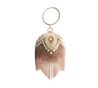 Kitise Floral Pattern Pearl Studded Ball Shape Evening Clutch Bag In Rose Gold Rose Gold