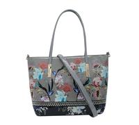 Kitise Floral Print Glossy Patent Faux Leather Tote Shoulder Handbag In Grey Grey