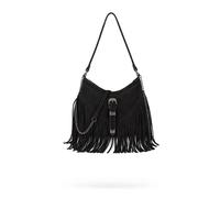 Kitise Fringe Faux Suede Shoulder Crossbody Bag With Front Buckle In Black Black