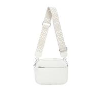 Kitise Front Zip Canvas Strap Dual Compartments Pu Leather Crossbody Bag In White White