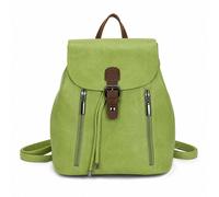 Kitise Front Zip Detail Faux Leather Drawstring Backpack Bag In Green Green