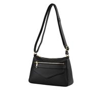 Kitise Front Zip Multi-Compartments Crossbody Shoulder Bag In Black Black