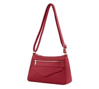 Kitise Front Zip Multi-Compartments Crossbody Shoulder Bag In Red Red