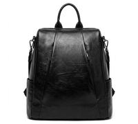 Kitise Front Zipper Convertible Travel Backpack Shoulder Handbag In Black Black