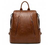 Kitise Front Zipper Convertible Travel Backpack Shoulder Handbag In Brown Brown