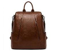 Kitise Front Zipper Convertible Travel Backpack Shoulder Handbag In Dark Brown Dark Brown