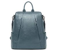 Kitise Front Zipper Convertible Travel Backpack Shoulder Handbag In Mid Blue Mid Blue