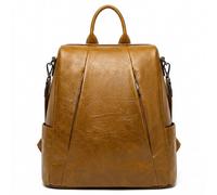 Kitise Front Zipper Convertible Travel Backpack Shoulder Handbag In Mustard Mustard