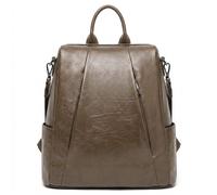 Kitise Front Zipper Convertible Travel Backpack Shoulder Handbag In Taupe Taupe